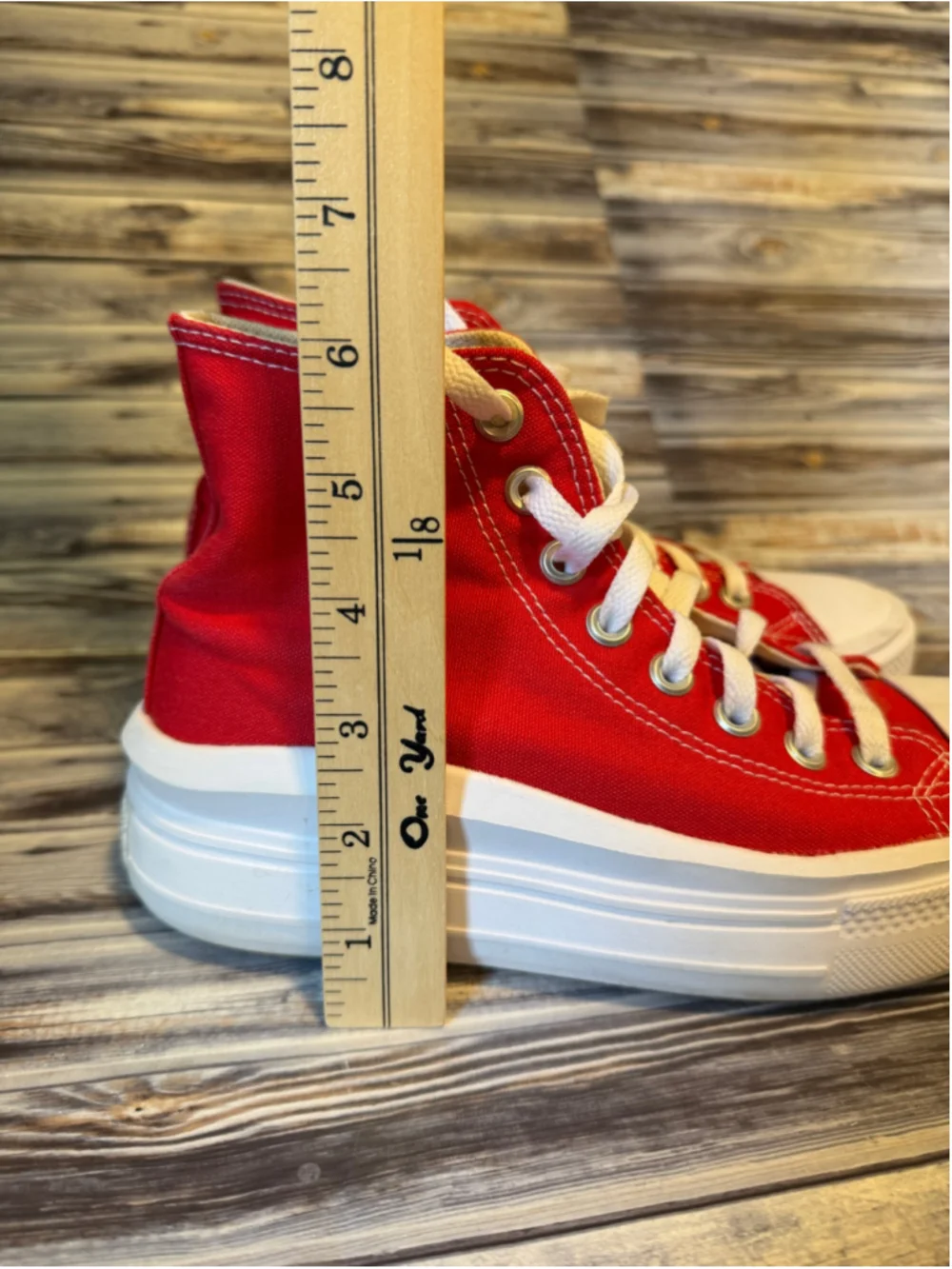 Converse CHUCK TAYLOR ALL STAR MOVE HI red platform sneakers womens 7.5